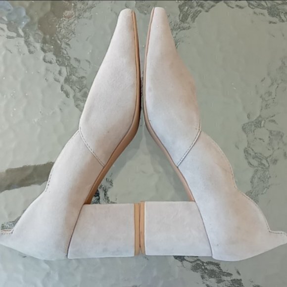 NEW Seychelles Cascade Gray Suede Scalloped‎ Point Toe Pumps Heels Womens… - Picture 3 of 9